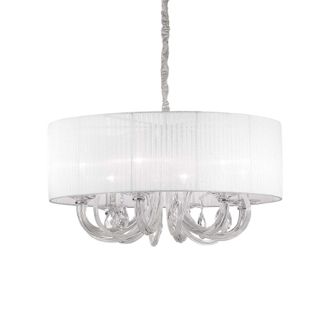 Netlighting Swan 6 Light Multi Arm Ceiling Pendant Chrome Glass Six E14
