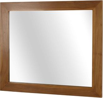 Hhg Hhg - Nunca Usado] Espejo De Pared De Teca 507, Espejo De Ba&ntilde;o, Marco De Madera, Teca De Calidad B (duramen, 20-30 A&ntilde;os), 71x80cm