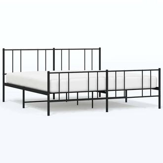 Berkfield Home Metal Bed Frame with Headboard & Footboard Black 120x190 cm Sma | Size: Super King
