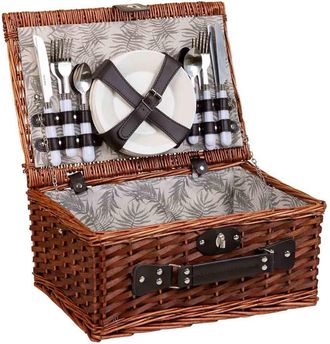 Wanderlust Deco Cesta de picnic marr&oacute;n 40x28x19
