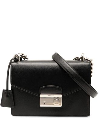 Prada 2010-2025 Saffiano Lux Sound Lock crossbodytas - Zwart