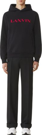 Lanvin Embroidered Cotton Hoodie in Black at Nordstrom, Size Xx-Large