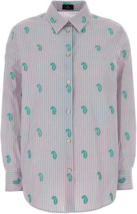 Etro Blue Regular Embroidered Shirt