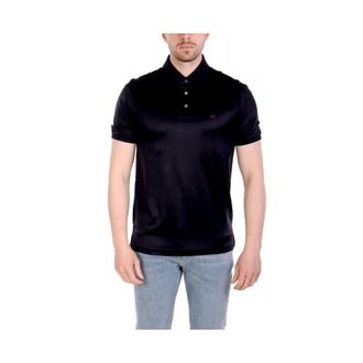 Emporio Armani ASV Lyocell-blend jersey polo shirt - Heren - Polos - Blauw - 2XL - Katoen - Tops