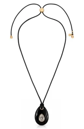 Ettika Teardrop Cord Pendant Necklace in Black at Nordstrom