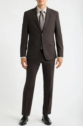 BOSS Huge Trim Fit Suit in Dark Brown at Nordstrom, Size 38