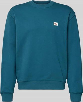 Calvin Klein Jeans Sweatshirt mit Label-Detail und Rundhalsausschnitt in Petrol, Größe XXL