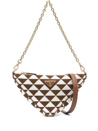 Prada Symbole logo-plaque mini bag - Brown