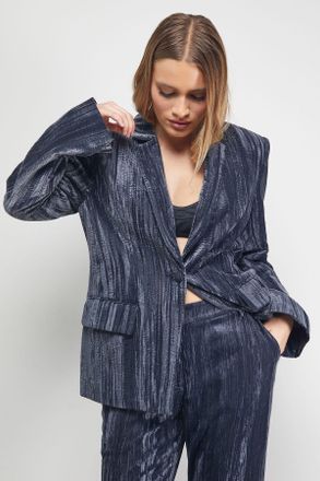 Oasis Womens Oversized Crushed Velvet Blazer Co-ord - Dark Grey - Size 16 UK