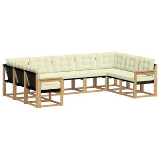 vidaXL Conjunto De Sof&aacute;s De Exterior Con Coj&iacute;n 9 Pcs Blanco Y Crema Vidaxl