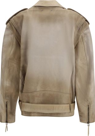 Golden Goose Womens Journey Leather Jacket Mellow Buff Buffalo