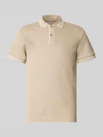 Blend Slim Fit Poloshirt mit Strukturmuster Modell FABLE in Beige, Gr&ouml;&szlig;e XXL