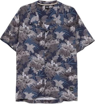 BOSS floral-printed shirt - Blue