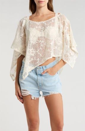 PacSun India Floral Openwork Poncho in Ivory at Nordstrom, Size Xx-Small