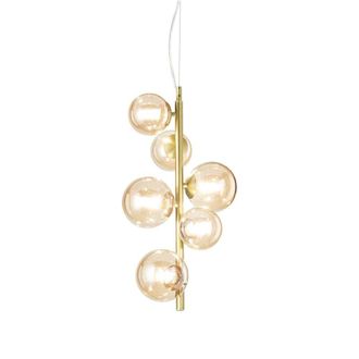 Netlighting Perlage 6 Light Globe Pendant Ceiling Light Brass in Gold