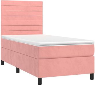 vidaXL Vidaxl - Cama Box Spring Colch&oacute;n Y Led Terciopelo Rosa 100x200 Cm