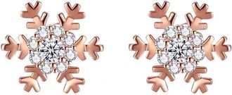 Generic Jewelry Gifts Cubic Zirconia Earrings Snowflake Earrings Trendy Cute Rose Gold Stud Earrings Convenient Handled