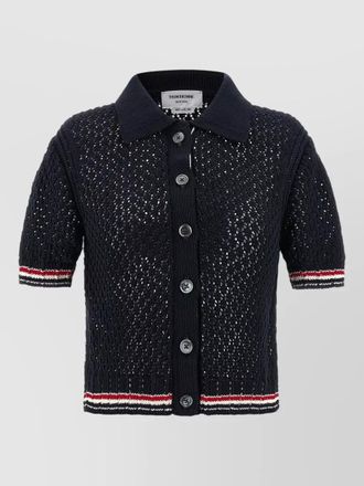 Thom Browne hector pointelle knit polo short sleeves