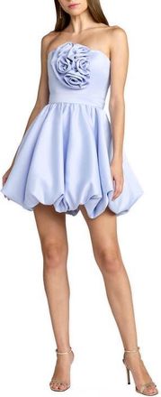 Mac Duggal Strapless Bubble Hem Mini Dress in Powder Blue at Nordstrom, Size 12