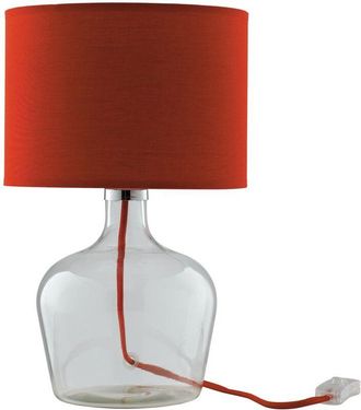 Fan Europe Lampada da tavolo hendrix in vetro con paralume in tessuto rosso