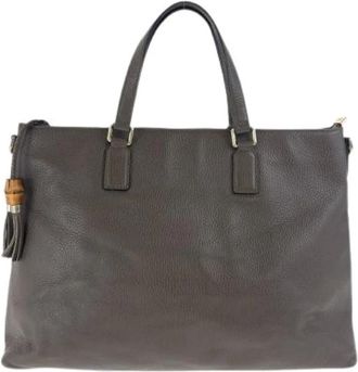 Gucci Pre-owned Tote Bags, female, Brown, Size: ONE SIZE Pre-owned Bamboo Leather Tote Bag