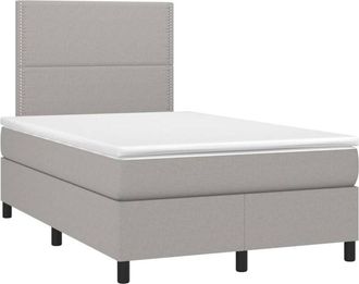 vidaXL Vidaxl - Cama Box Spring Con Colch&oacute;n Tela Y Led Gris Claro 120x200 Cm