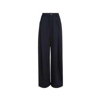 Brunello Cucinelli Pantaloni a gamba larga a vita alta - - Trousers - Donna - Blu - M