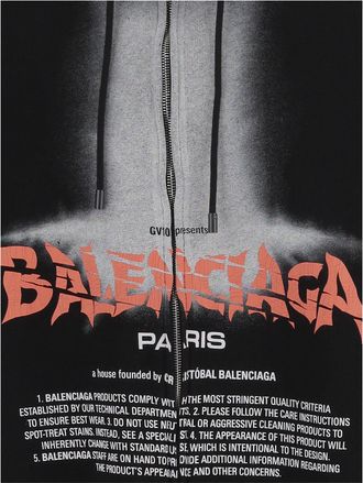 Balenciaga Mens Cotton Zip-Up Hoodie The Door Black Sweatshirts Sweater