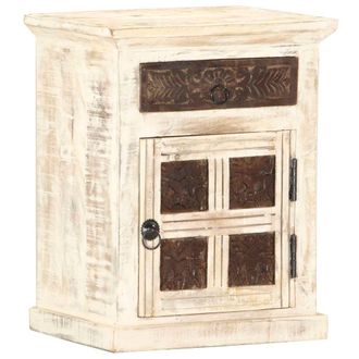 Berkfield Home Bedside Cabinet White 40x30x50 cm Solid Mango Wood | Size: 40 x 30 x 50 cm