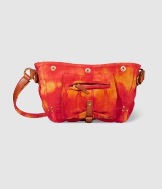Jerome Dreyfuss Sac Billy Banane Cuir Su&eacute;d&eacute; Tie dye Orange