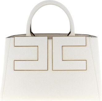 Elisabetta Franchi Maxi Logo Shopping Bag - Dames - Handtassen - Wit - ONE Size - Leer - Tassen