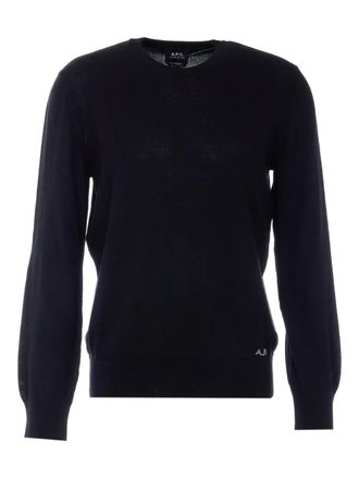 A.P.C. embroidered-logo crew-neck sweater - Zwart
