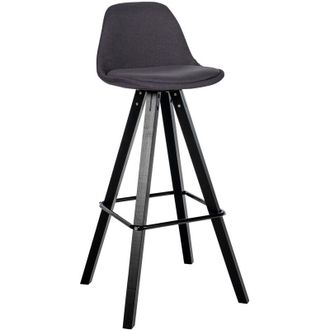 Clp Taburete De Bar Corbin De Tela Con Base De 4 Patas Cuadradas Gris Oscuro Negro