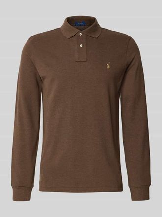 Polo Ralph Lauren Poloshirt mit Label-Stitching in Mittelbraun, Gr&ouml;&szlig;e XXL