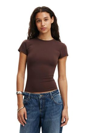 Cotton On Womens Hold Me Short Sleeve Crew Neck in Dark Oak at Nordstrom, Size Xx-Small
