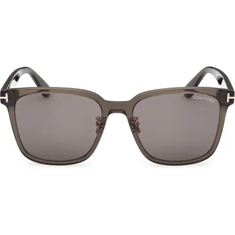 Tom Ford 58mm Square Sunglasses in Shiny Beige/smoke at Nordstrom