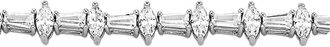 Jewelco London Silver Marquise Baguette CZ Horizontal Vertical Bracelet 7.5 - ABB179