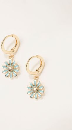 Fat Face FatFace Green Daisy Drop Hoop Earrings