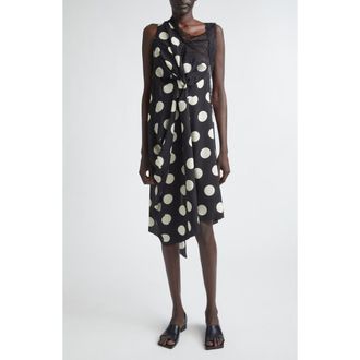 Junya Watanabe Polka Dot & Lace Asymmetric Dress in Black/Off White at Nordstrom, Size X-Small