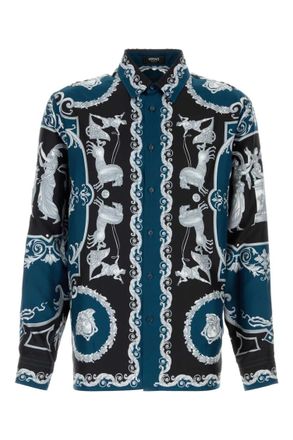 Versace Blue Regular Printed Shirt
