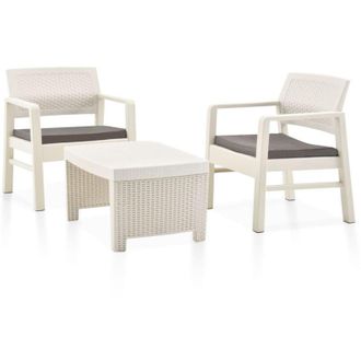 vidaXL Set Salotto da Giardino 3 pz in Plastica Bianco - Vidaxl