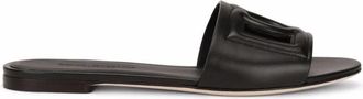 Dolce & Gabbana Calfskin Slippers - Dames - Sandalen - Zwart - 36 EU - Leer - Schoenen