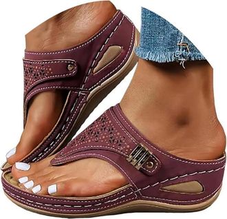 Generic Orthopedic Sandals for Women Arch Support Wedge Casual Comfortable Orthopedic Flat Summer Wedge Dress Platform Sandals Womens Supportive Sandal for Wo