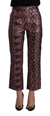 House Of Holland Floral Jacquard Fla Cropped Womens Pants