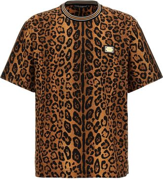 Dolce & Gabbana Brown Leopard Print T-shirt