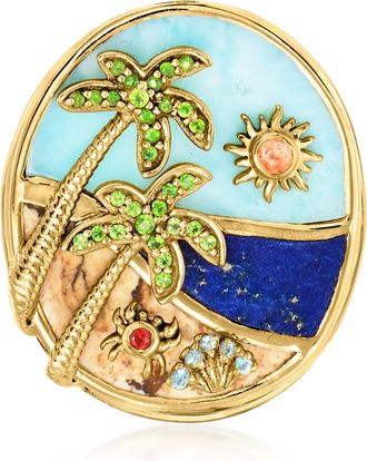 Ross-Simons Multi-Gemstone Beach Ring in 18kt Gold Over Sterling