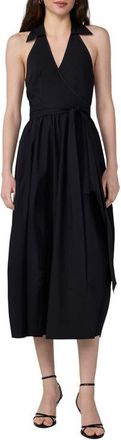 Diane Von F&uuml;rstenberg Nova Halter Neck Cotton Midi Dress in Black at Nordstrom, Size X-Small