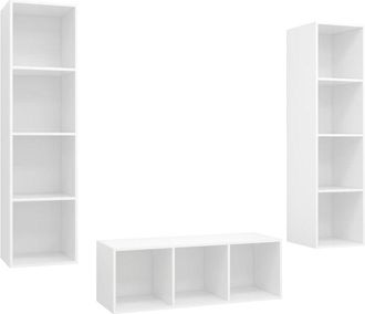 vidaXL Vidaxl - Juego De Muebles De Sal&oacute;n 3 Piezas Madera De Ingenier&iacute;a Blanco