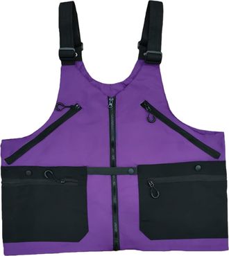 Generic Outdoor 2-in-1 Multifunctional Vest Bag, Men Women Utility Work Vest Backpack Multiple Pockets Lightweight Crossbody Travel Bag (Dark Purple,Weighing 