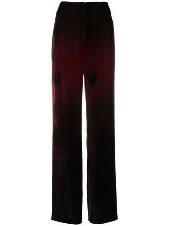 Alberta Ferretti gradient-effect velvet-texture straight trousers - women - Silk/Viscose/Acetate/Cupro - 40 - Red